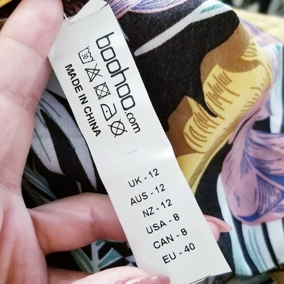 BOOHOO Knot Front Double Split Palms Maxi Dress 12 - Picture 10 of 10